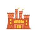 Fortress or stronghold with fortified wall and towers, medieval building vector illustration