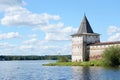 Fortress tower of Kirillo-Belozersky monastery by day. Royalty Free Stock Photo