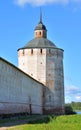 Fortress tower of Kirillo-Belozersky monastery by day. Royalty Free Stock Photo