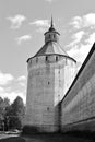 Fortress tower of Kirillo-Belozersky monastery by day. Royalty Free Stock Photo