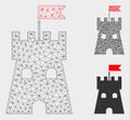 Fortress Tower Vector Mesh Carcass Model and Triangle Mosaic Icon