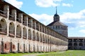 Fortress tower and wall of Kirillo-Belozersky monastery by day. Royalty Free Stock Photo