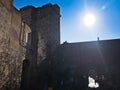 Fortress tower, walls and gates at Castello downtown in Cagliari, Sardinia