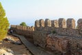 Fortress wall of the Alanya castle in the Old Town Alanya, Turkey Royalty Free Stock Photo