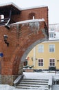 Fortress wall in Riga in winter day Royalty Free Stock Photo