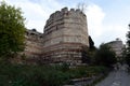 Fortress walls of ancient Constantinople in Istanbul. Turkey Royalty Free Stock Photo