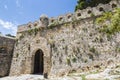 The fortress walls and the main entrance to the territory of the Venetian fortress of Fortezza in the city of Rethymnon in Crete Royalty Free Stock Photo