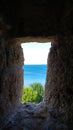Sea sight view from a castle window Royalty Free Stock Photo