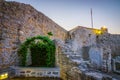 Fortress yard in old district of Budva at sunset, Montenegro Royalty Free Stock Photo