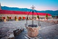 Fortress yard in old district of Budva at sunset, Montenegro Royalty Free Stock Photo