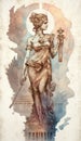 Fortuna Roman God Watercolor Portrait by Generative AI