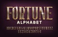 Fortune alphabet font. Gold letters and numbers encrusted with diamonds.