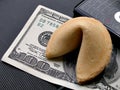 Fortune cookie on 100 bill Royalty Free Stock Photo