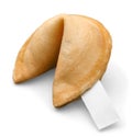 Fortune cookie with blank slip isolated on white Royalty Free Stock Photo