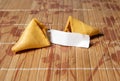 Fortune cookie has been opened and the fortune is blank Royalty Free Stock Photo