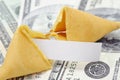 Fortune cookie with money Royalty Free Stock Photo