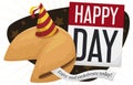 Calendar, Paper and Fortune Cookie with Party Hat, Vector Illustration