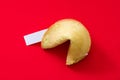 Fortune cookie on red background Royalty Free Stock Photo