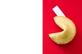 Fortune cookie on white and red background Royalty Free Stock Photo