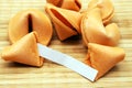 Fortune cookies on bamboo plater Royalty Free Stock Photo