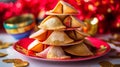 Fortune Cookies and Festive Decorations Royalty Free Stock Photo