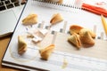 Fortune cookies on a financial chart. Concept of decision making Royalty Free Stock Photo