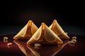 Fortune cookies. Lucky biscuit with blank paper for message inside Royalty Free Stock Photo