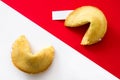 Fortune cookies on white and red background Royalty Free Stock Photo