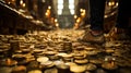 Fortune Found: Standing on a Pile of Gold Coins
