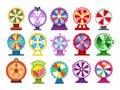 Fortune game. Roulette icon. Prize in lottery. Modern target. Lucky arrow. Jackpot win. Colorful gambling rotate circles