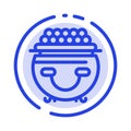 Fortune, Gold, Luck, Patrick, Pot Blue Dotted Line Line Icon