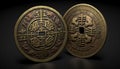 Fortune\'s Charms: Close-Up of Traditional Chinese Lucky Coins