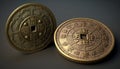 Fortune\'s Charms: Close-Up of Traditional Chinese Lucky Coins