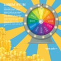 Fortune spinning wheel. Gambling concept, win jackpot in casino illustration Royalty Free Stock Photo