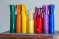 Fortune stick in colorful tube containers. Royalty Free Stock Photo