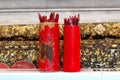 Fortune sticks in a red bamboo cylinder Royalty Free Stock Photo