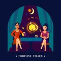 Fortune Teller Cristal Ball Flat Illustration Royalty Free Stock Photo