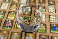 Fortune teller Crystal ball and in transparency tarot cards background Royalty Free Stock Photo