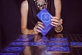 Fortune teller forecasting the future with tarot cards Royalty Free Stock Photo