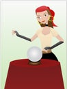 Fortune teller gypsy standing over crystal ball