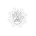 Fortune Teller Hand with all seeing eye vector Royalty Free Stock Photo