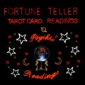 Fortune Teller Neon Sign With Crystal Ball Photo Composite Image