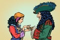 Fortune teller and pirate with a hook