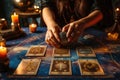 Fortune teller reads tarot cards. Generative AI