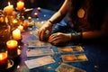 Fortune teller reads tarot cards. Generative AI