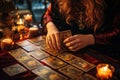 Fortune teller reads tarot cards. Generative AI