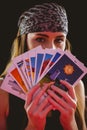 Fortune teller using tarot cards Royalty Free Stock Photo