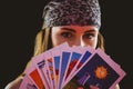 Fortune teller using tarot cards Royalty Free Stock Photo