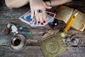 Fortune teller woman predicting future from cards Royalty Free Stock Photo