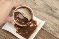 Fortune telling from turkish coffee grounds in the cup Royalty Free Stock Photo